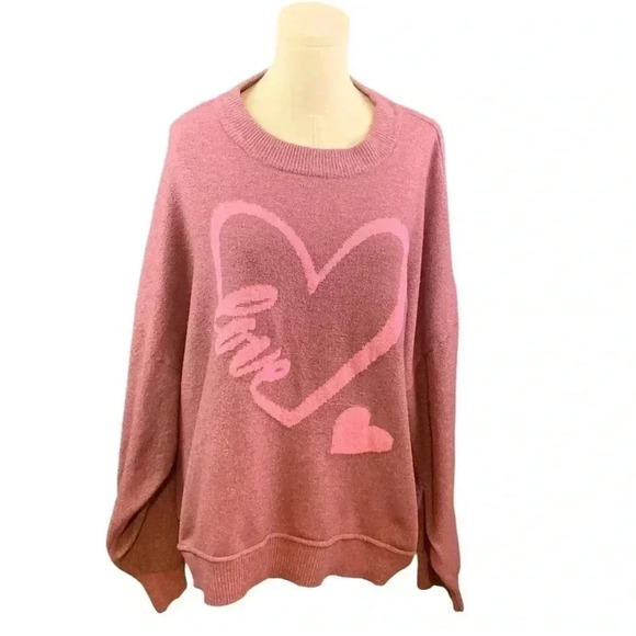 Terra & Sky Mauve Sweater‎ with Pink Heart - Picture 1 of 2
